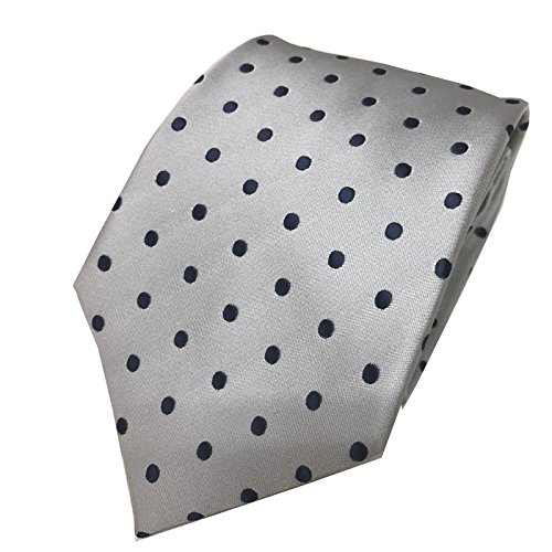 【送料無料】手軽に簡単ワンタッチネクタイ75(紐タイプ) シルバー グレー 灰色 水玉 小ドット クイックネクタイ