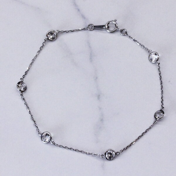 K14WGブレスレット・ホワイトサファイア6石K14ホワイトゴールド