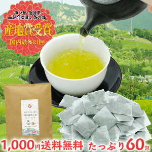 茶和家 カテキンたっぷり掛川深蒸し茶 ティーバッグ 2.5gx60個 送料無料 1000円