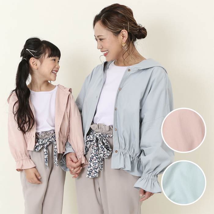 【20%OFF SALE】【ママとおそろい】dolcina (ドルチーナ ) ギャザーボリュームパーカー (90～140cm・ママ／フリーサイズ) 女の子 90cm 95cm 100cm 110cm 120cm 130cm 140cm ママcm キムラタン 子供服 綿100%