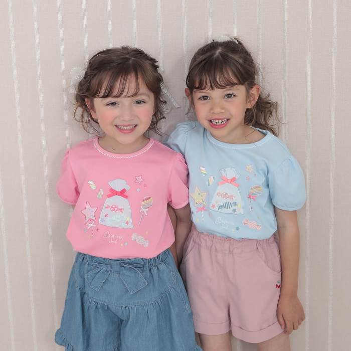 【FINAL SALE 40%OFF】Biquette Club (ビケットクラブ ) 半袖Tシャツ (80～140cm) 女の子 80 90 100 110 120 130 140 キムラタン 子供服 かわいい ポップ 通園 通学 夏 リボン