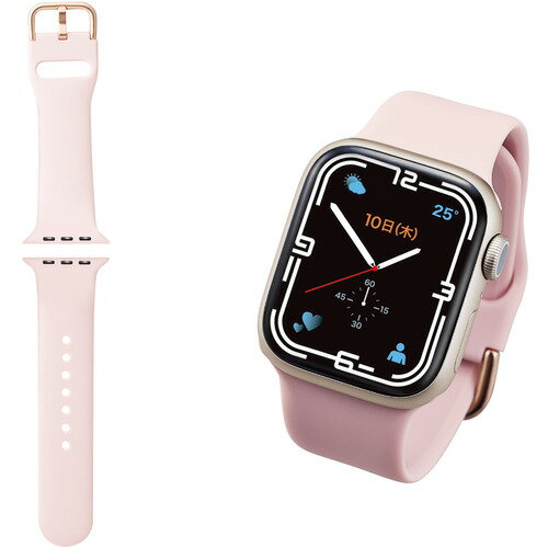 エレコム AW-41BDSCGPN Apple Watch 41 40 38mm バンド シリコン ニュアンスカラー ピンク