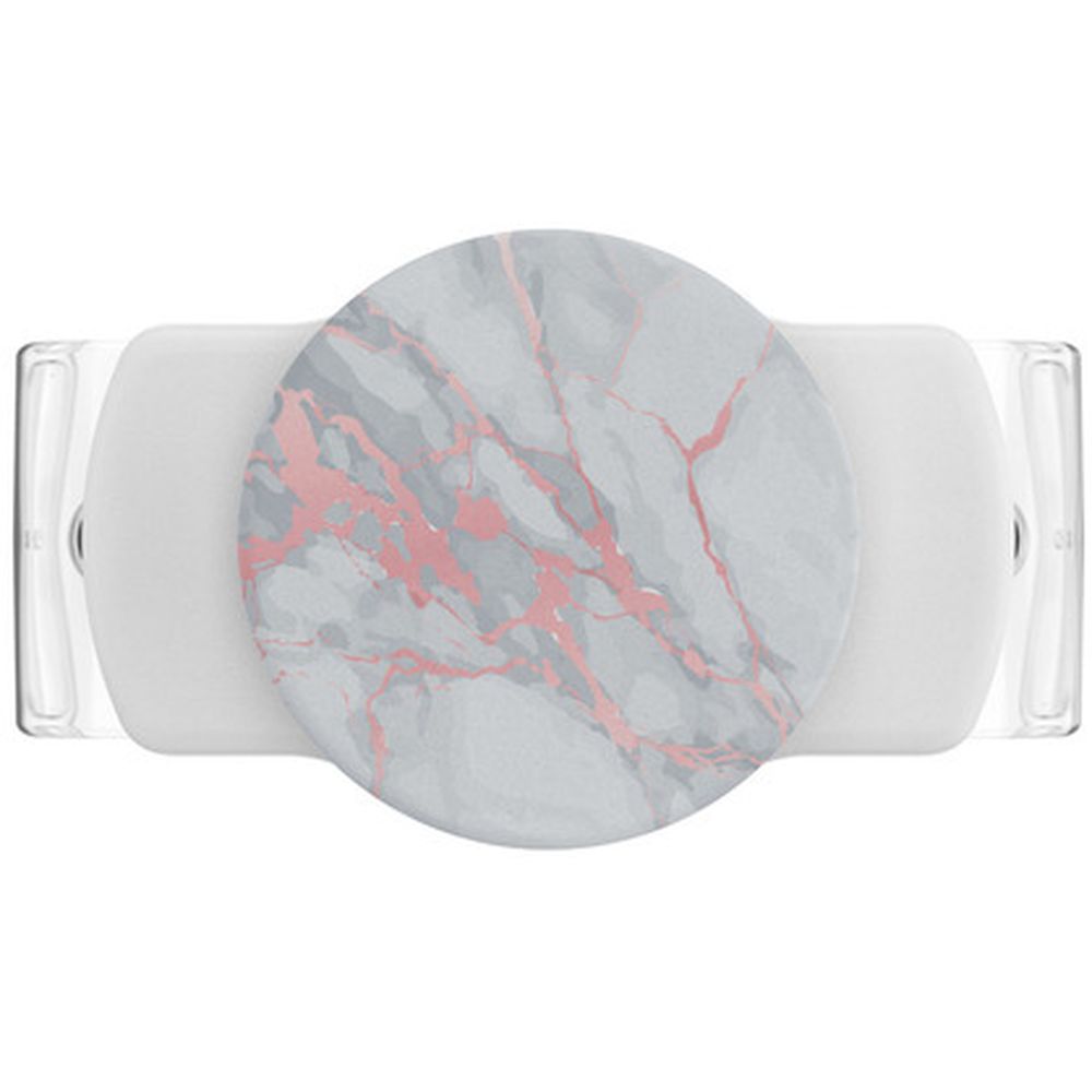 POPSOCKETS JAPAN Slide Stretch Rose Gold Lutz Marble White with SQUARE Edges 806135