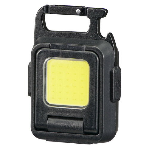 オーム電機 LH-CW70A5 コンパクトCOBライトW USB充電式 IPX3/防水対応 ●2つの発光部で強い明るさ●両サイドを開いてカラビナで吊り下げると広範囲を照らせる●無段階に明るさ調整が可能●栓抜き・マグネット・三脚・カラビナなど色々なツールが使える●USB充電式（Type-Cポート搭載）&nbsp;【仕様】電源：リチウムポリマーバッテリー（3.7V 1000mAh内蔵）※交換不可定格入力：DC5V 1.0A（最大）充電時間：約2.3時間（満充電まで）※充放電 約500回可能光束及び連続使用時間※満充電時：両面点灯モード…白色、全光束（明るさ）約700ルーメン、連続使用時間約2.5時間　固面点灯モード…白色、全光束（明るさ）約400ルーメン、連続使用時間約5時間外形寸法：（約）幅47×高さ72×奥行27mm本体質量：約70g