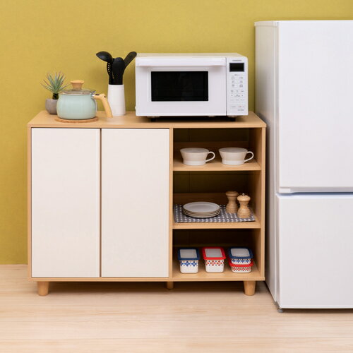 ヤマダオリジナル サイドボード 幅100cm ナチュラル／ホワイト