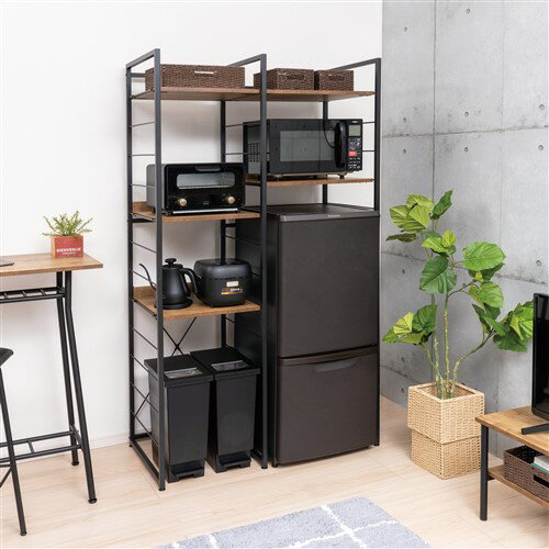 楽天KIMURAYA NET TASTE【今週のお買得品】ヤマダオリジナル 家電ラック [幅100×奥行き50×高さ180cm] ダークブラウン／ブラック【※AR対応】