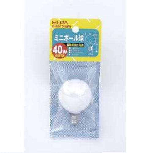 ELPA G-8010H(W) ミニボール球 40W E12 G40 ホワイト