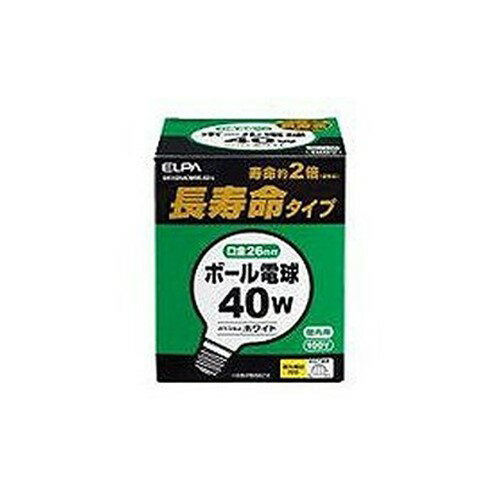 ELPA GW100V40W95-AS-L 長寿命G95ボール球●長寿命タイプ●こんな所に便利：照明器具に/洗面所に/ディスプレイに●調光機能対応【仕様】定格電圧：100V定格寿命：4、000時間明るさ(全光束)：420lm消費電力：40W口金：E26全長：134mmバルブ径：95mmガラス仕上：ホワイト光色：電球色屋内用