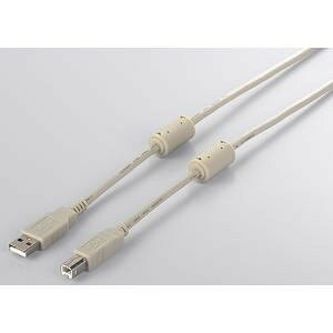USB2.0ケーブル (A to B) フェライトコア付 アイボリー 2m