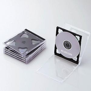ケース エレコム CD DVD CCD-JSCNW5BK Blu-ray／DVD／CDケース 標準／PS／2枚収納／5パック ブラック