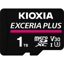 KIOXIA KMUH-A001T microSDXCカード EXCERIA PLUS 1TB 発売日：2021年8月28日●小型で高性能EXCERIA PLUS microSDHC/microSDXC UHS-I メモリカードは、アクションカメラ、ドローンに適した小型で高性能なmicroSDメモリカードです。●4KやフルHD映像の撮影と再生EXCERIA PLUS microSDHC/microSDXC UHS-I メモリカードは、4K映像の撮影・再生ができるUHSスピードクラス3 (U3)に準拠しています。そのため、スマートフォンなどを使った4KやフルHD撮影にも対応します。●求められるスピード1TBのカードは、最大読出速度 100MB/sかつ最大書込速度 85MB/s。撮影もファイル転送もスピーディに可能です。●心ゆくまで撮影するEXCERIA PLUS microSDHC/microSDXC UHS-I メモリカードは、1TBの容量で、最大約154、070枚の写真(18メガピクセル)、および約5、990分のフルHD映像 (21Mbps)、約1、258分の4K映像 (100Mbps)を記録できます。【仕様】容量：1TBユーザー領域：921.6GBインターフェース：UHS-I外形寸法：15.0mm×11.0mm×1.0mm質量：約0.3g最大読出速度：100 MB/s最大書込速度：85MB/sUHSスピードクラス：U3ビデオスピードクラス：V30SDスピードクラス：C10アプリケーションパフォーマンスクラス：A1