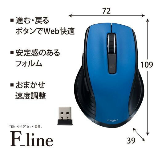 ナカバヤシ MUS-RKF226BL 無線静音5ボタンBlueLEDマウス Chrome Mac Windows対応 ブルー