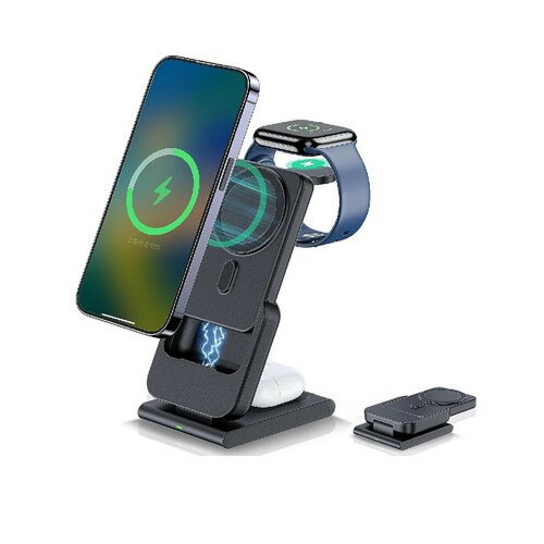 Lazos L-MBM-2 マグネット式 ワイヤレス充電ドック+モバイルバッテリー 4in1 iPhone12以降 iWatch3以降 AirPods ブラック Lazos L-MBM-2 マグネット式 ワイヤレス充電ドック+モバイルバッテリー 4in1 iPhone12以降 iWatch3以降 AirPods ブラック