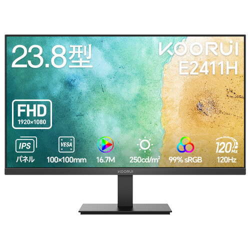 KOORUI E2411H 23.8型 IPSパネル フルHD液晶モニター 120Hz 99%sRGB フリッカ-フリー ブラック KOORUI E2411H 23.8型 IPSパネル フルHD液晶モニター 120Hz 99%sRGB フリッカ-フリー ブラック