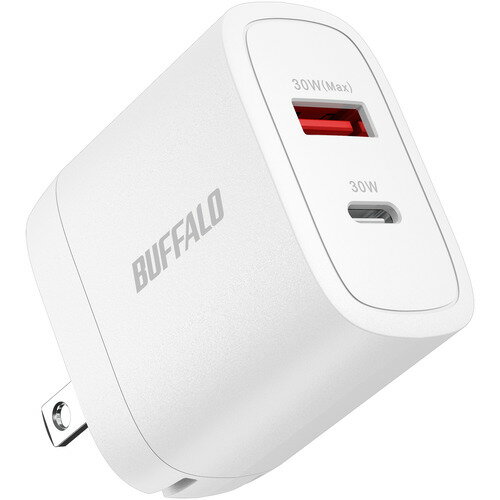 BUFFALO BSACPD3000C2WH PD30W対応 AC充電器 Type-C×1,A×1 ホワイト BUFFALO BSACPD3000C2WH PD30W対応 AC充電器 Type-C×1,A×1 ホワイト