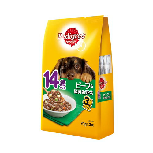 マースジャパンリミテッド PWP9 ペディグリーパウチ　14歳から用　ビーフ＆緑黄色野菜 70g×3袋