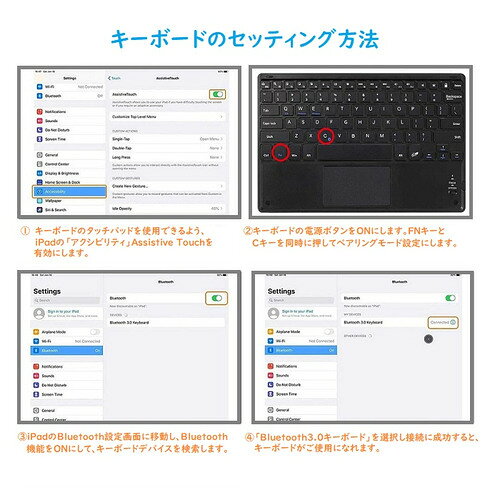 RM RM4032IGLWCASE iPad 10世代10.9インチ用かな入力タッチパット付きキーボードカ...