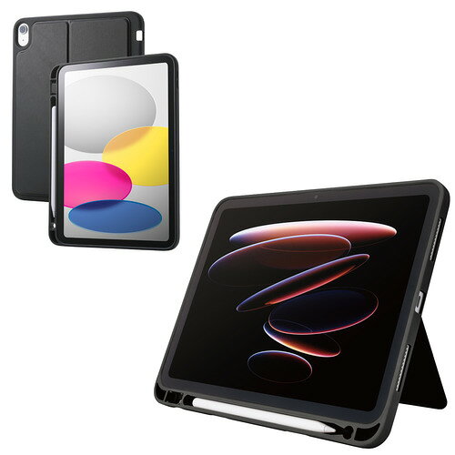エレコム TB-A25RUCSTBK iPad ケース 11インチ ( A16 )／10.9インチ 第10世代 ソフト カバー スタンド..