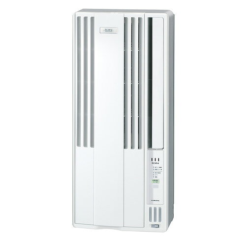 コロナ CW-FA1626R(WS) 冷房専用ウインドエアコン FAシリーズ 1.6kW シェルホワイト CWFA1626R(WS)発売日：2026年4月1日●工事不要、すぐに使える窓用エアコン●冷房しながら、換気ができます●10年交換不要脱臭フィルター搭載●★買ったその日から、すぐに使える窓用エアコン。★「夏しか使わない」「冷房だけでいい」というお客様におすすめの冷房専用タイプ。★お部屋の空気をリフレッシュする、マイナスイオン発生機能を搭載。マイナスイオンの量は「高原モード」と「滝モード」の2種より選べます。★10年交換不要脱臭フィルターも搭載。★排水ホースが不要なノンドレンタイプなので、排水処理が不要です。★内部乾燥モードを搭載し、運転停止後にはエアコン内部を乾燥させ、ニオイの原因となるカビや細菌の繁殖を抑えます。★安心と信頼の「日本製」。●※同梱の標準取り付け枠で、77〜140cmの窓に取り付けOK。（但し、アルミ製窓枠の立ち上がりが10mm以下の場合や木製・スチール製窓の場合は高さ80cm以上必要となります。）●★空気の汚れやニオイを強制的に排気する、換気（強制排気）機能付き。★室外機が必要ないので、壁穴をあけるなどの工事が不要です。&nbsp;【仕様】畳数：4〜6畳サイズ(約)：33.5×24×75cm冷房能力：1.4/1.6kW暖房能力：-省エネ機能：-ルーバー：手動消費電力：550〜635W