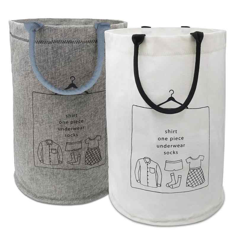 MgDa 洗濯かご ランドリーバスケット 取っ手付き 大容量 折り畳み式 綿麻生地 収納ボックス 軽量 省スペース