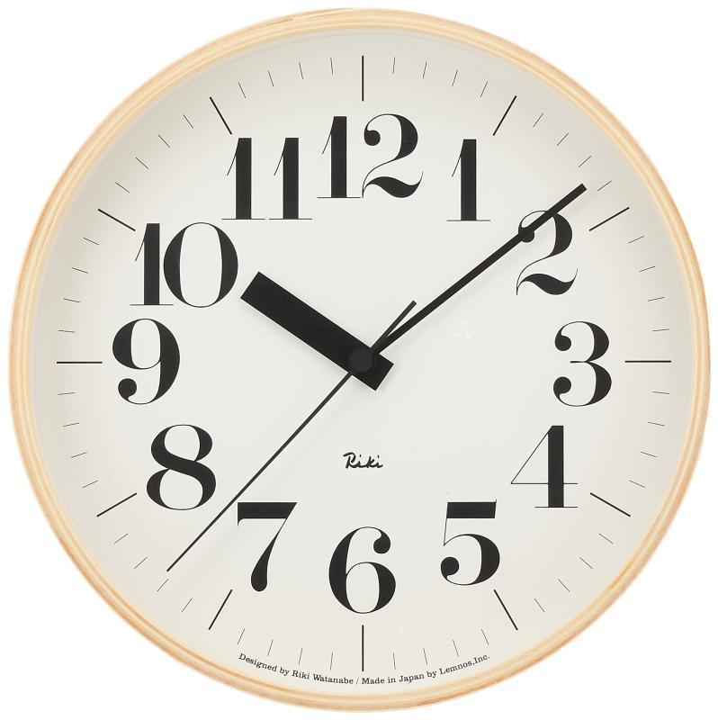 レムノス(Lemnos) 掛け時計 リキ 電波時計 アナログ 木枠 天然色木地 WR20-02ホワイト 25.4cm(3)