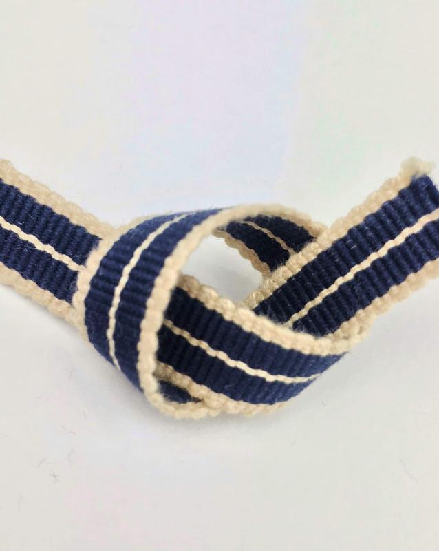 真田紐 木綿平紐-3分 2mカット 鉄紺+鳥の子色