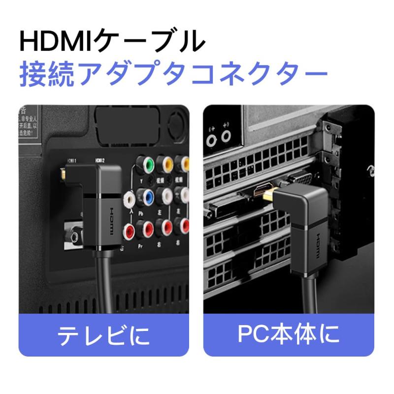 HDMI変換アダプタ コネクタ L型 90度+270度 4個セット HDMIオスtoメス HDMI 中継 接続 延長 アダプタ 向き変更 HDMIケーブルコネクタアダプターキット ミニプラグ