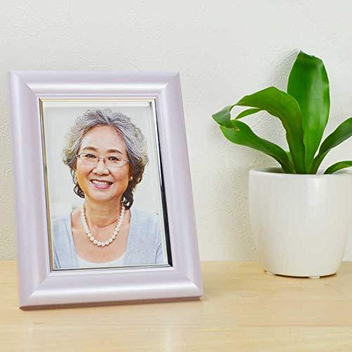 遺影 ラベンダー 薄紫色 額縁 肖像額 葬儀用S判写真 透明ガラス ネクタイスタンド立て L版写真