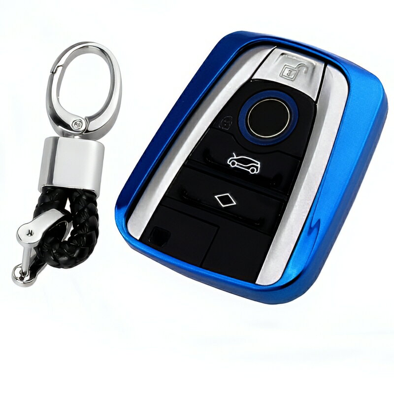 BMW TPU スマートキーケース キーカバー キーホルダー iシリーズ i3 i8 i01 i12 カラビナキーホルダー アクセサリー メンズ レディース おしゃれ 保護カバー キーレスカバー 柔らかい 軽量 青 ブルー 傷防止 鍵ケース
