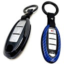 日産 メタル カーボン調 スマートキーケース キーカバー キーホルダー レザー ニッサン エクストレイル ルークス キックス オーラ セレナ エルグランド ノー...