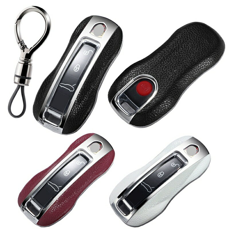 ポルシェ レザー TPU 軽量 スマートキーケース キーカバー キーホルダー Porsche タイカン カイエン 911 992 2018年以降のパナメーラ ブ...