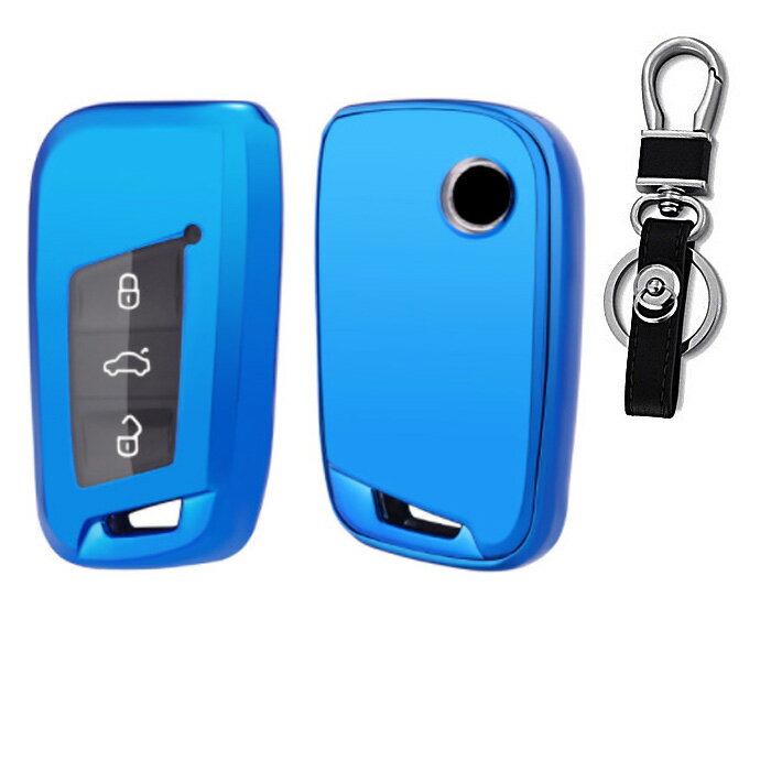 Rakuten - フォルクスワーゲン TPU スマートキーケース キーカバー キーホルダー アルテオン ビートル ゴルフ ポロ パサート ジェッタ ティグアン シロッコ トゥーラン アップ レザー 本革ベルト アクセサリー メンズ レディース おしゃれ 保護カバー キーレスカバー 車