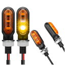 バイク 汎用 シーケンシャル 流れるLED ウインカー 4個セット 1台分 ミニ アンバーレンズ パーツ ランプ