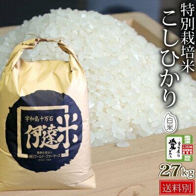 30年産【特別栽培米】愛媛県産こしひかり（白米）27kg【送料無料佐川便限定(沖縄を除く)】[単一原料米]一等級コシヒカリ新年度産100％