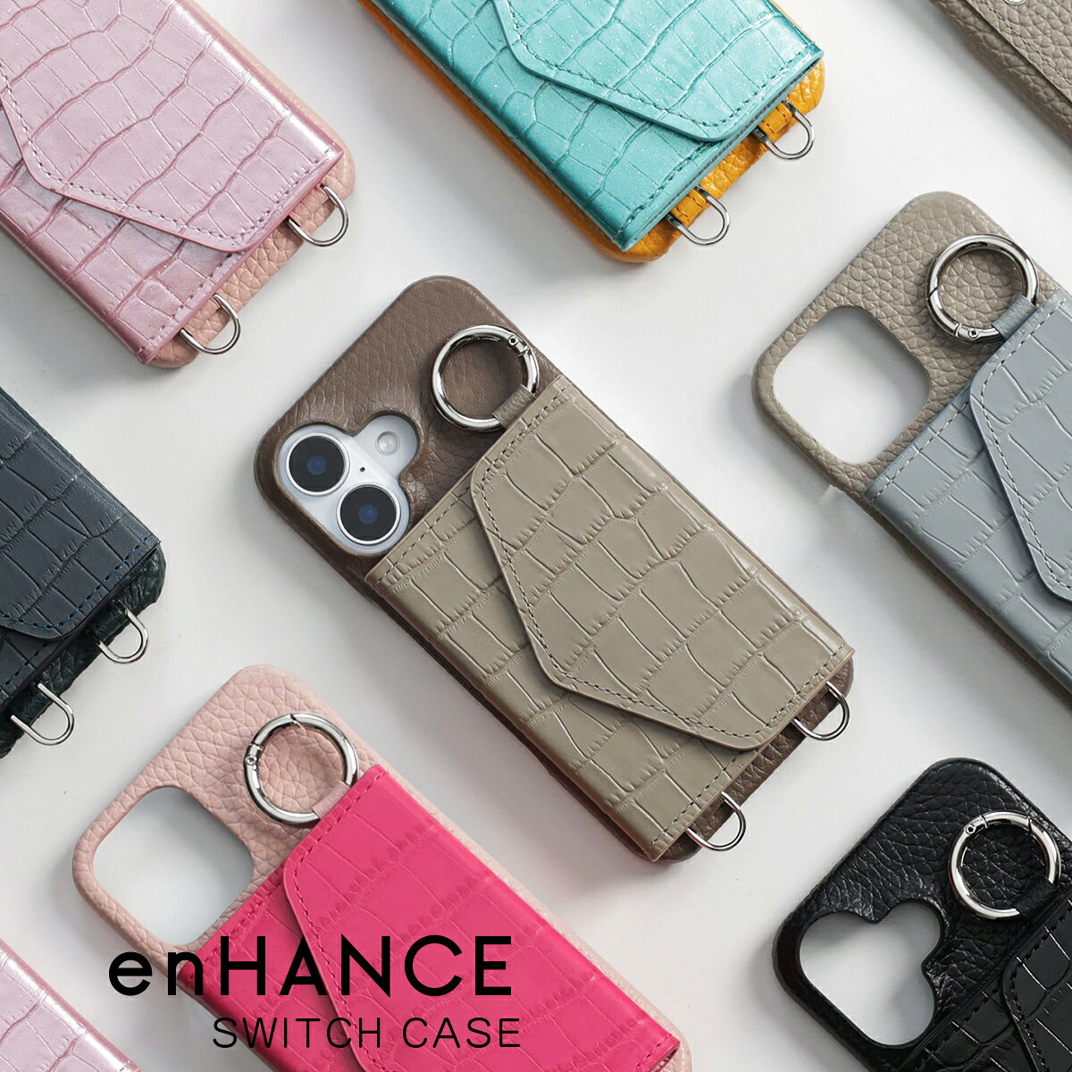 スマートフォン・携帯電話 enHANCE iPhoneケースとカードケースセット
