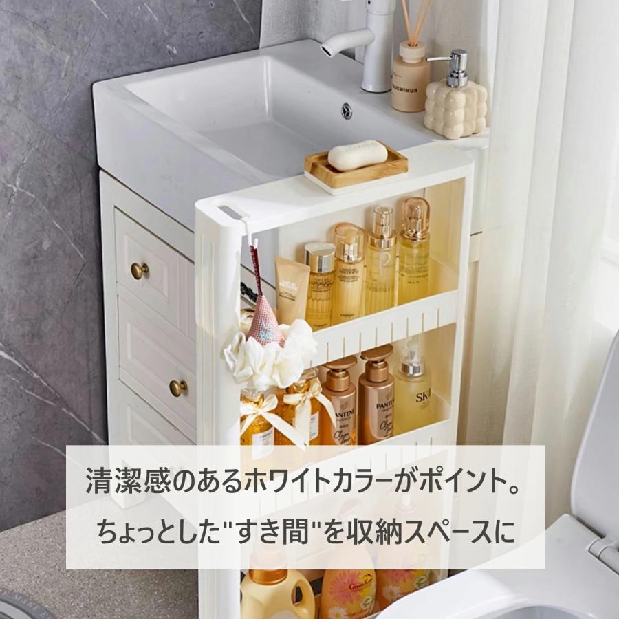 【気になる隙間を有効活用】気になる食器棚の横やレンジ台の脇など、ちょっとした隙間にスッと収納できます。いくらあっても足りないキッチンの収納スペース。スマートワゴンを使って、今までデッドスペースになっていた隙間を上手く活用してみませんか？1段につき2Lのペットボトルであれば4本も入る大満足の収納力で、スリムながらたくさんの物を収納することができますペットボトルのサイズや形状によって入る本数が異なる場合があります。【色んな場面で大活躍】キッチン以外でも使え、色んな場所で大活躍します。洗面所ではランドリーや洗面の隙間の収納、トイレではペーパーホルダーラックとしても使えます。プラスチック製で水に濡れてもすぐにふき取ることができるので、お掃除も簡単です。また、リビングなどでは壁面に沿わせて収納することもできます。【移動に便利なキャスター付】まっすぐに動くキャスター付きなので、引き出しの感覚で出し入れできます。【工具不要でラクラク組立】ネジもなく、工具不要で組立簡単です。はめ込むだけなので、女性一人でも簡単に組み立てることができます。【ご注意】変形や転倒の危険がありますので、一部に荷重がかかりすぎないよう、平均して乗せるようにしてください熱による変形の恐れがありますので、ストーブ等の近くでは使用しないでください 【気になる隙間を有効活用】気になる食器棚の横やレンジ台の脇など、ちょっとした隙間にスッと収納できます。いくらあっても足りないキッチンの収納スペース。スマートワゴンを使って、今までデッドスペースになっていた隙間を上手く活用してみませんか？1段につき2Lのペットボトルであれば4本も入る大満足の収納力で、スリムながらたくさんの物を収納することができますペットボトルのサイズや形状によって入る本数が異なる場合があります。【色んな場面で大活躍】キッチン以外でも使え、色んな場所で大活躍します。洗面所ではランドリーや洗面の隙間の収納、トイレではペーパーホルダーラックとしても使えます。プラスチック製で水に濡れてもすぐにふき取ることができるので、お掃除も簡単です。また、リビングなどでは壁面に沿わせて収納することもできます。【移動に便利なキャスター付】まっすぐに動くキャスター付きなので、引き出しの感覚で出し入れできます。【工具不要でラクラク組立】ネジもなく、工具不要で組立簡単です。はめ込むだけなので、女性一人でも簡単に組み立てることができます。【ご注意】変形や転倒の危険がありますので、一部に荷重がかかりすぎないよう、平均して乗せるようにしてください熱による変形の恐れがありますので、ストーブ等の近くでは使用しないでください【気になる隙間を有効活用】気になる食器棚の横やレンジ台の脇など、ちょっとした隙間にスッと収納できます。いくらあっても足りないキッチンの収納スペース。スマートワゴンを使って、今までデッドスペースになっていた隙間を上手く活用してみませんか？1段につき2Lのペットボトルであれば4本も入る大満足の収納力で、スリムながらたくさんの物を収納することができますペットボトルのサイズや形状によって入る本数が異なる場合があります。【色んな場面で大活躍】キッチン以外でも使え、色んな場所で大活躍します。洗面所ではランドリーや洗面の隙間の収納、トイレではペーパーホルダーラックとしても使えます。プラスチック製で水に濡れてもすぐにふき取ることができるので、お掃除も簡単です。また、リビングなどでは壁面に沿わせて収納することもできます。【移動に便利なキャスター付】まっすぐに動くキャスター付きなので、引き出しの感覚で出し入れできます。【工具不要でラクラク組立】ネジもなく、工具不要で組立簡単です。はめ込むだけなので、女性一人でも簡単に組み立てることができます。【ご注意】変形や転倒の危険がありますので、一部に荷重がかかりすぎないよう、平均して乗せるようにしてください熱による変形の恐れがありますので、ストーブ等の近くでは使用しないでください 【気になる隙間を有効活用】気になる食器棚の横やレンジ台の脇など、ちょっとした隙間にスッと収納できます。いくらあっても足りないキッチンの収納スペース。スマートワゴンを使って、今までデッドスペースになっていた隙間を上手く活用してみませんか？1段につき2Lのペットボトルであれば4本も入る大満足の収納力で、スリムながらたくさんの物を収納することができますペットボトルのサイズや形状によって入る本数が異なる場合があります。【色んな場面で大活躍】キッチン以外でも使え、色んな場所で大活躍します。洗面所ではランドリーや洗面の隙間の収納、トイレではペーパーホルダーラックとしても使えます。プラスチック製で水に濡れてもすぐにふき取ることができるので、お掃除も簡単です。また、リビングなどでは壁面に沿わせて収納することもできます。【移動に便利なキャスター付】まっすぐに動くキャスター付きなので、引き出しの感覚で出し入れできます。【工具不要でラクラク組立】ネジもなく、工具不要で組立簡単です。はめ込むだけなので、女性一人でも簡単に組み立てることができます。【ご注意】変形や転倒の危険がありますので、一部に荷重がかかりすぎないよう、平均して乗せるようにしてください熱による変形の恐れがありますので、ストーブ等の近くでは使用しないでください