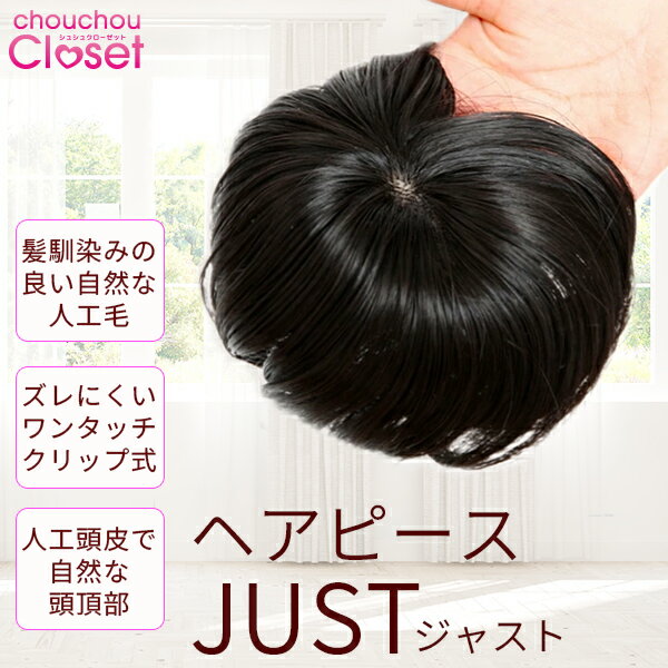 新商品 ヘアピース JUST 部分ウィッグ 頭頂部 つむじ 白髪隠し 薄毛隠し 前髪付き 人工頭皮 メッシュ 自然 韓国製 レディース シュシュクローゼット