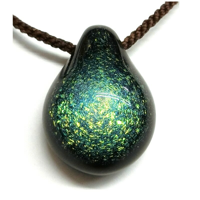 【小型宅配便】Dichroic Drop Pendant（ネックレス）No.185【Natural Glass】進藤貴允氏作品 宇宙ガラス ペンダント ネックレス 星 惑星 ダイクロ