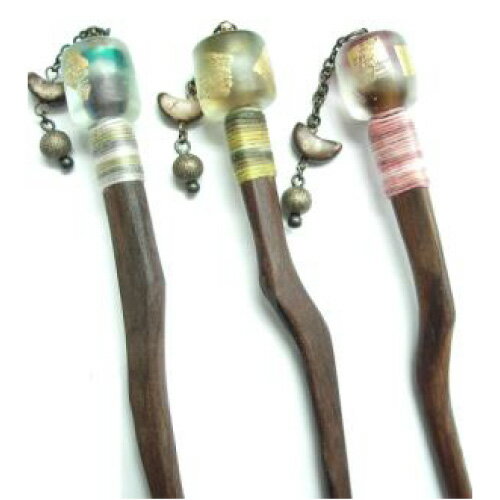 【お得な2個セット】【古代玉 かんざし】木製 木 かんざし 一本 シンプル 普段使い 和 とんぼ玉 トンボ玉 浴衣 簪 かわいい 髪飾り 結婚式 赤 ガラス ヘ...