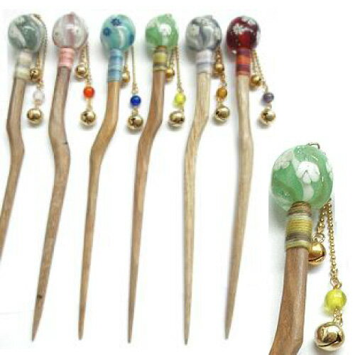 【KA-SM サマー コレクション かんざし】木製 木 かんざし 一本 シンプル 普段使い 花 和 とんぼ玉 トンボ玉 浴衣 簪 かわいい 髪飾り 結婚式 赤 ...