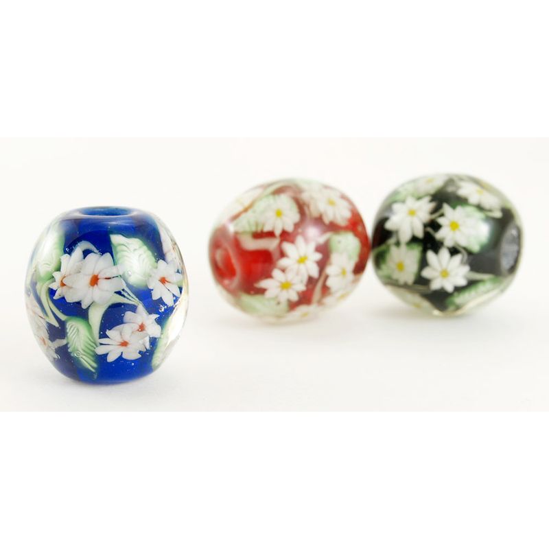 【2点で180円offクーポン対象!!】【35 小花】16mm 花 ミルフィオリ とんぼ玉 ビーズ  ...