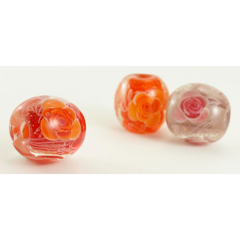 樂天商城 - 【2点で180円offクーポン対象!!】【43 パッションローズ】16mm 花 バラ 薔薇 とんぼ玉 ビーズ ガラスビーズ ガラス細工 花 ガラス玉 ハンドメイド 材料 初心者 おしゃれ お守り かわいい 癒しグッズ 雑貨【商用利用可】