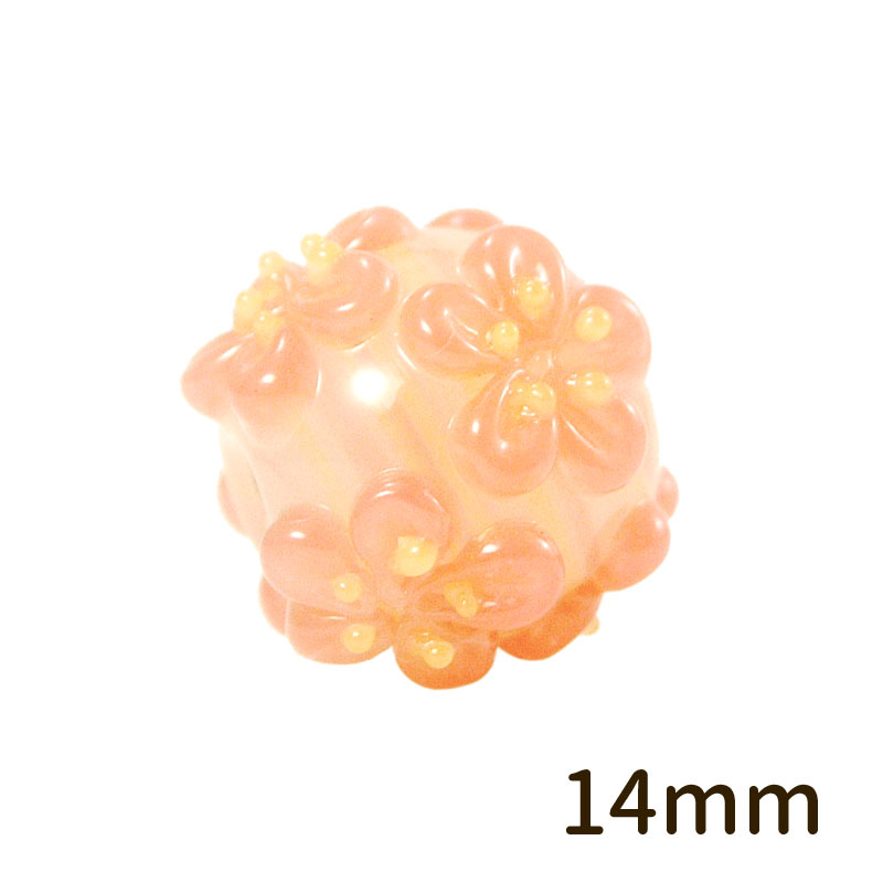 きなりがらす ヘアゴム 【2点で180円offクーポン対象!!】【玉桜 S】14mm 花 桜 とんぼ玉 ビーズ ガラスビーズ ガラス細工 花 ガラス玉 ハンドメイド 材料 初心者 おしゃれ お守り かわいい 癒しグッズ 雑貨【商用利用可】