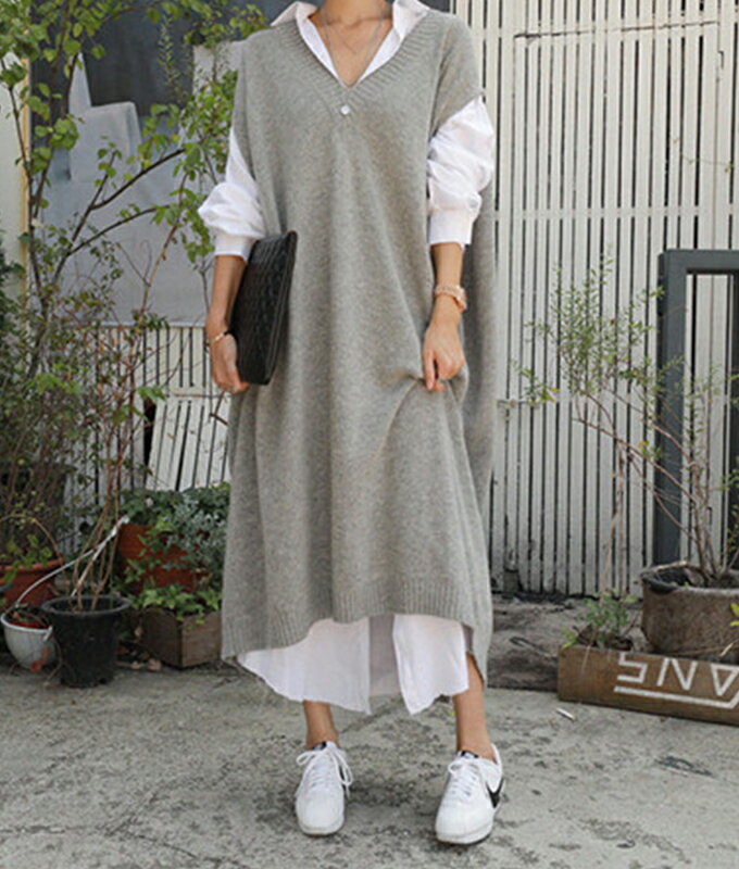 送料無料ニットワンピースロングベス...