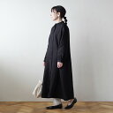 ■キナル別注■ fog linen work（フォグリネンワーク） バンドカラーシャツワンピース ブラック ［ZKINARU407-17］