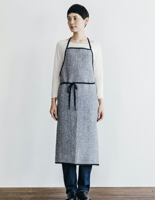 fog linen work(フォグリネンワーク) リネンパイピングエプロン 白黒千鳥格子