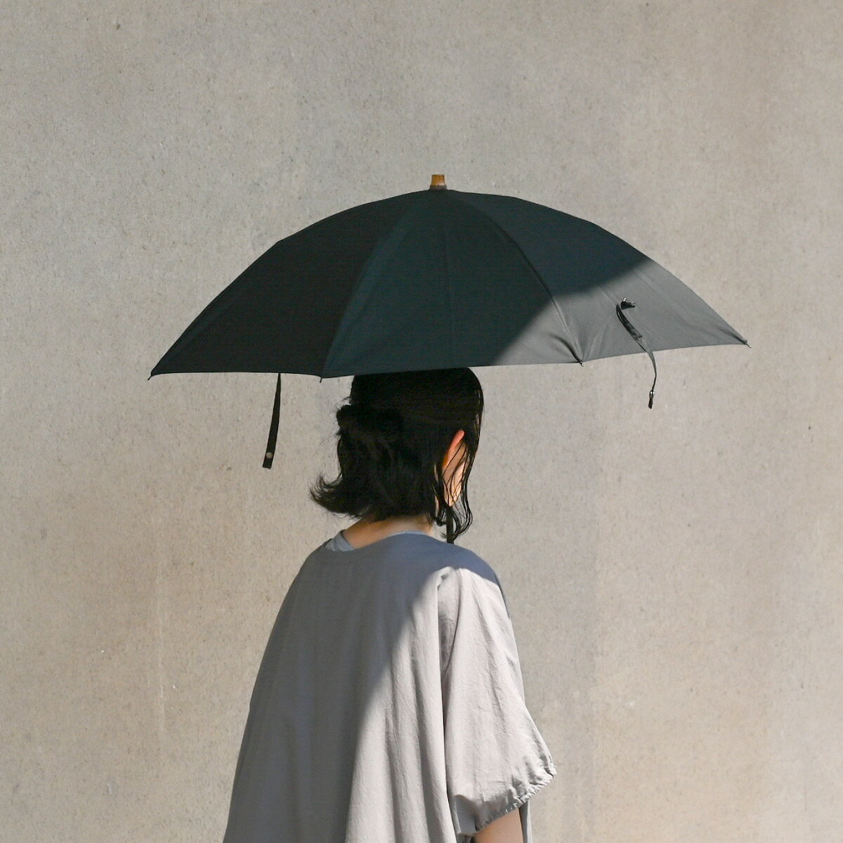 CINQ (サンク) 晴雨兼用 折りたたみ傘【全4色 グレー ブラック アイボリー ギンガムチェック 日傘 雨傘 UVカット 撥水 8本骨 竹 バンブー 持ち手 収納袋 コットン 綿 無地 チェック 柄 日本製 おしゃれ レディース メンズ 男女兼用】