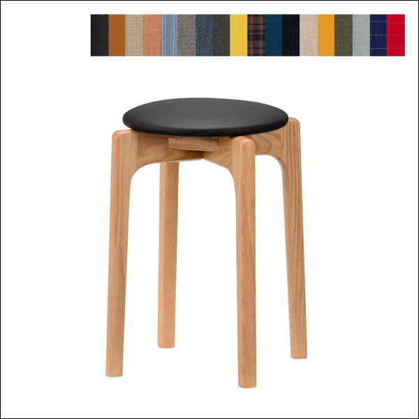 【無料生地サンプル有】 全20色 マルニ60+ スタッキングスツール オーク M-00ビニールレザー(ゼラコート)〜M-04シック