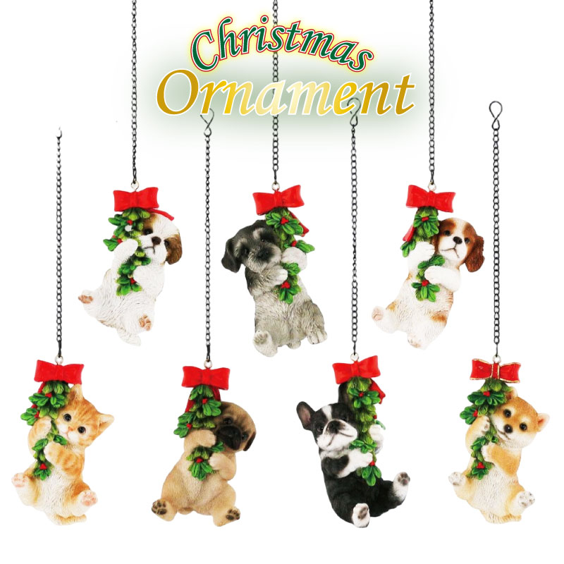 クリスマス ウォールデコ 置物 おしゃれ オブジェ 犬 猫 イヌ ネコ いぬ ねこ かわいい オーナメント ツリー 窓際 玄関 インテリア ガーデニング ギフト プレゼント