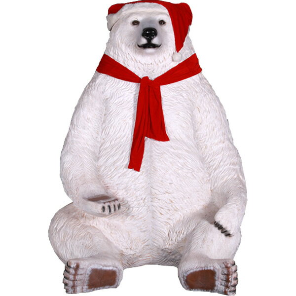 動物 オブジェ 巨大な白クマのサンタ インテリア イベント ディスプレイ Sitting Christmas Bear Jumbo